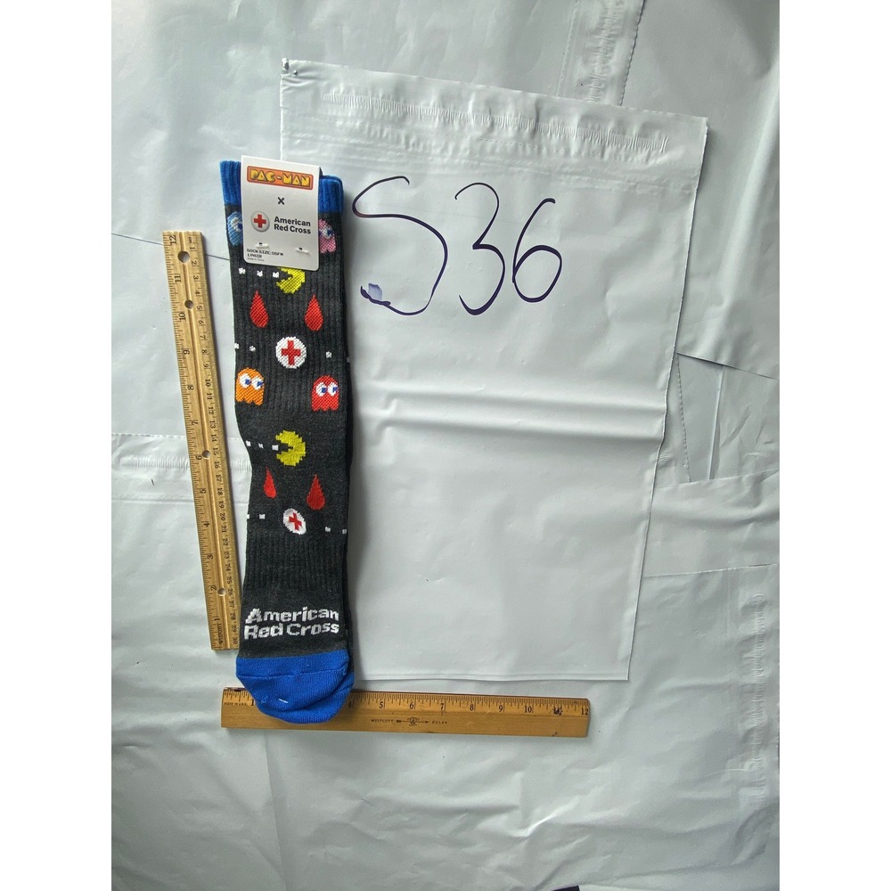 Pac Man‎ American Red Cross Crew Socks Adult Size X NEW